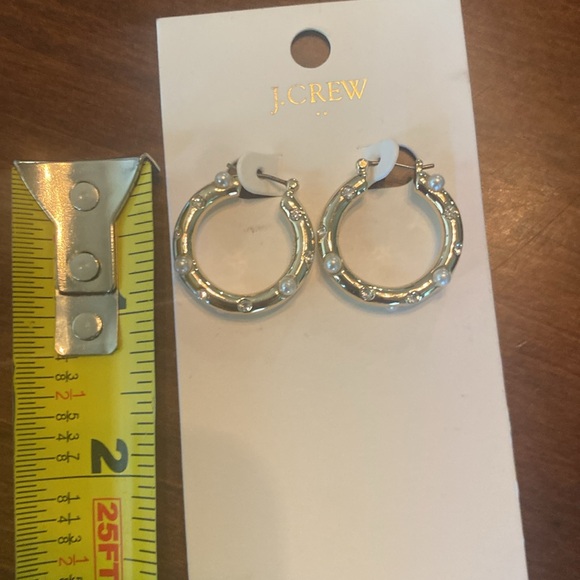 J Crew Pearl and Crystal Stud Hoop Earrings - Picture 6 of 7